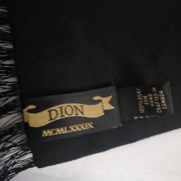 Vintage Men's Black Fringe Long Silk Scarf Diagonal Grey Pinstripe Luxe Design - Picture 9 of 10